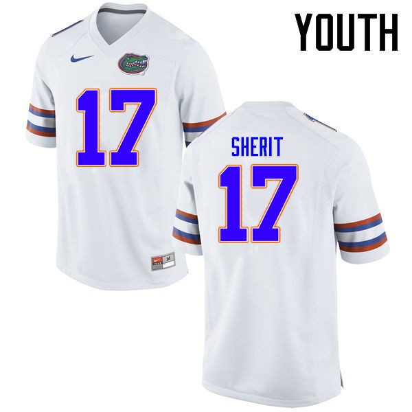 Florida Gators Youth #17 Jordan Sherit College Football Jerseys White